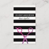 Chic Stripe Pattern Grunge Scissors / Variatie Visitekaartje (Voorkant)