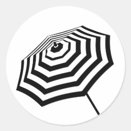 Chic Striped Beach Umbrella Logo Ronde Sticker