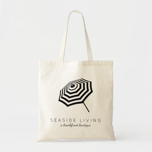 Chic Striped Beach Umbrella Logo Tote Bag (Voorkant)