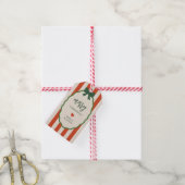 Chic Striped Red & Green Retro Merry Christmas Cadeaulabel (Met Touw)