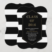 Chic Stripes Afstuderen Uitnodiging (Voorkant / Achterkant)