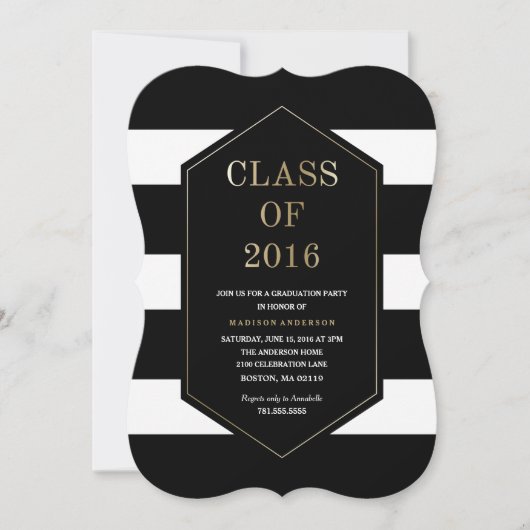 Chic Stripes Afstuderen Uitnodiging (Voorkant)
