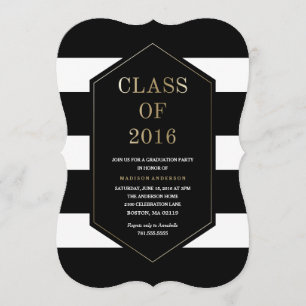 Chic Stripes Afstuderen Uitnodiging