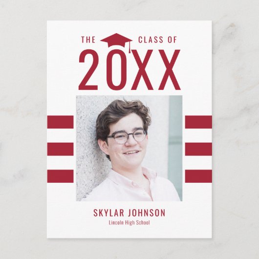 Chic Stripes EDITABLE Afstuderen Briefkaart (Voorkant)