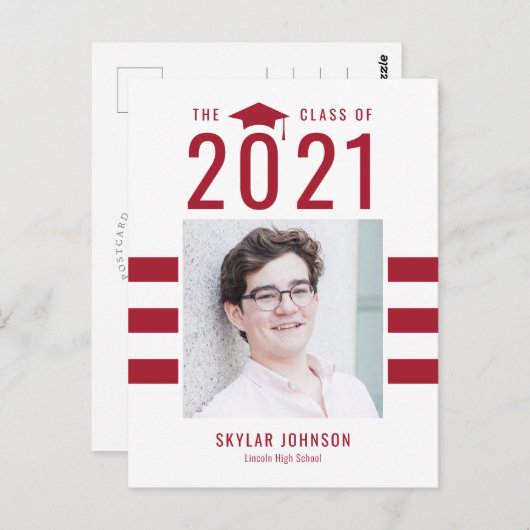 Chic Stripes EDITABLE Afstuderen Briefkaart (Voorkant / Achterkant)