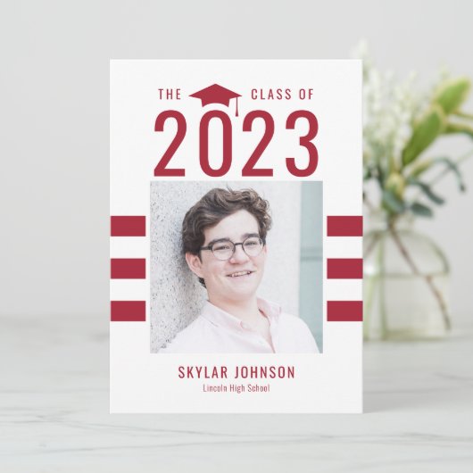 Chic Stripes EDITABLE COLOR Afstuderen Kaart (Staand voorkant)
