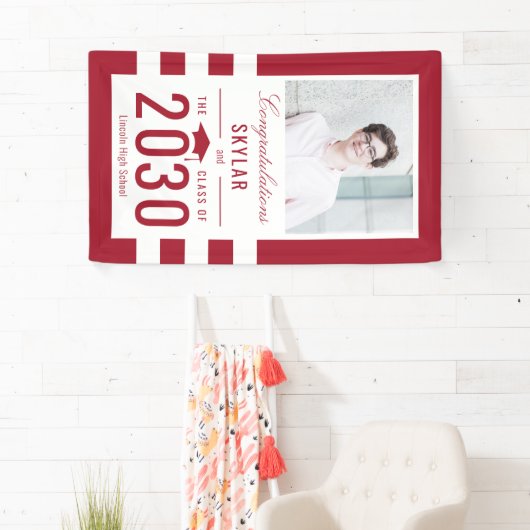 Chic Stripes EDITABLE KLEUR Afstuderen Banner (Insitu)