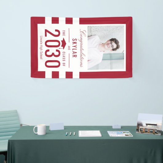 Chic Stripes EDITABLE KLEUR Afstuderen Banner (Beurs)