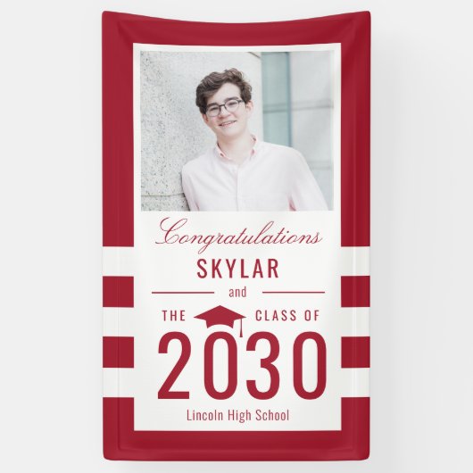 Chic Stripes EDITABLE KLEUR Afstuderen Banner (Verticaal)