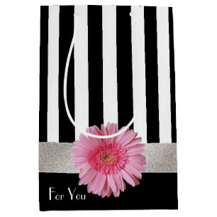 Chic Stripes en Gerber Daisy Gift Bag Medium Cadeauzakje