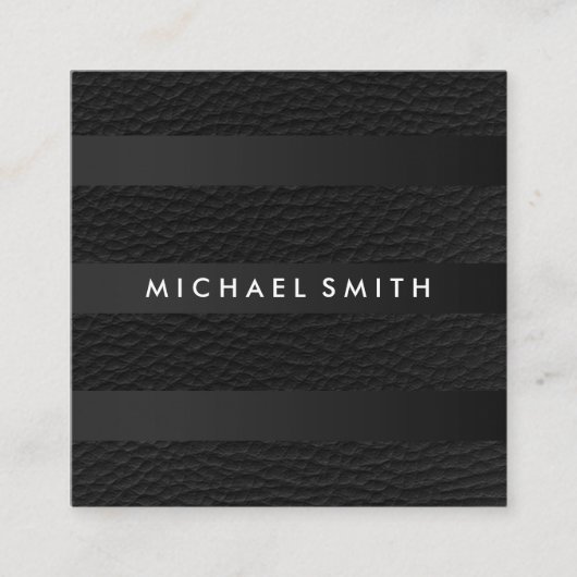 Chic Stripes Faux Leather Vierkante Visitekaartje (Voorkant)