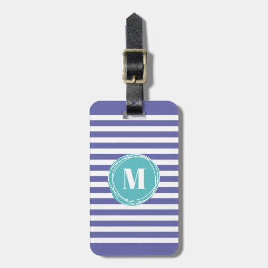 Chic Stripes Monogram Bagagelabel (Voorkant verticaal)