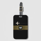 Chic Stripes op zwart met monogram Bagagelabel (Voorkant (verticaal))