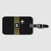 Chic Stripes op zwart met monogram Bagagelabel (Voorkant (horizontaal))