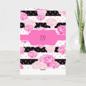 Chic Stripes Roze Bloemen Waterverf Happy Birthday Kaart (Achterkant)