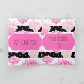 Chic Stripes Roze Bloemen Waterverf Happy Birthday Kaart (Binnen)