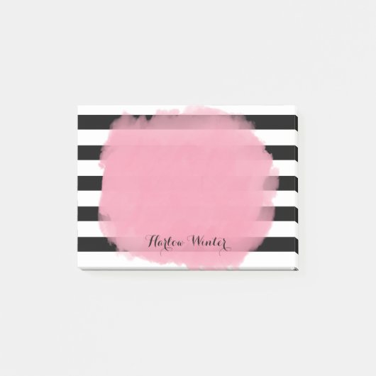 Chic Stripes roze zwart wit Post-it® Notes (Voorkant)