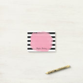 Chic Stripes roze zwart wit Post-it® Notes (Op bureau)