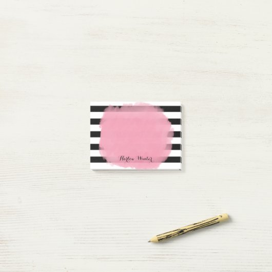 Chic Stripes roze zwart wit Post-it® Notes (Op bureau)