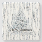 Chic Stripes Zilveren Kerstboom Stenen Onderzetter (Voorkant)