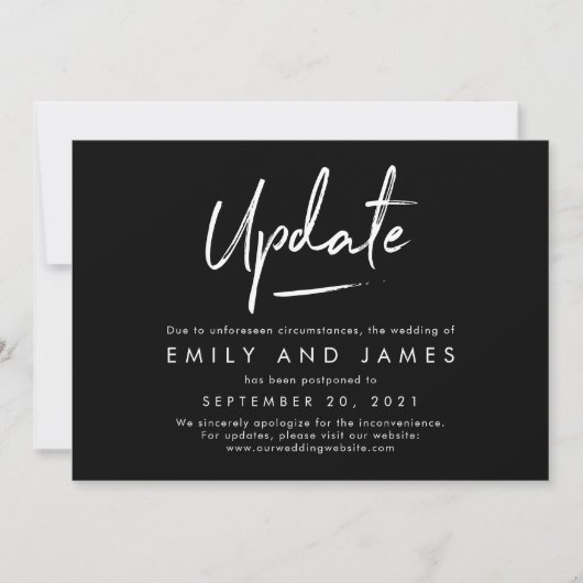 Chic Strokes Editable Color Wedding Update Card Bedankkaart (Voorkant)
