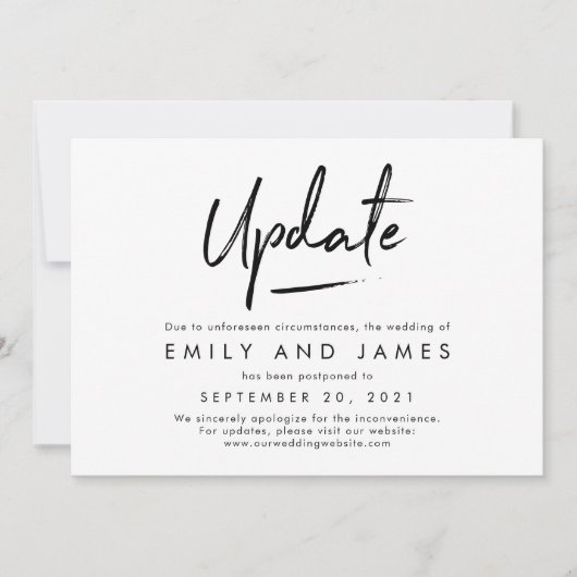 Chic Strokes Editable Color Wedding Update Kaart (Voorkant)