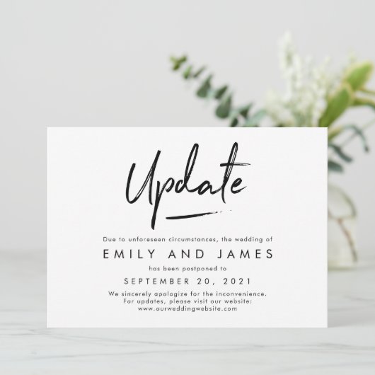 Chic Strokes Editable Color Wedding Update Kaart (Staand voorkant)