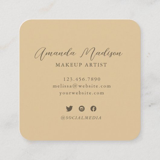 Chic Stunning Faux Golden Monogram Vierkante Visitekaartje (Achterkant)