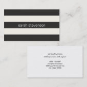 Chic Stylish Black en Cream Striped Modern Visitekaartje (Voorkant / Achterkant)