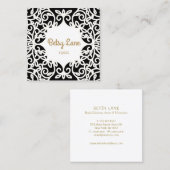 Chic Stylish Black en White Swirls Vierkante Visitekaartje (Voorkant / Achterkant)