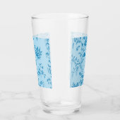 Chic Stylish Blue Floral Damask Pattern Tall Drink Glas (Rechts)
