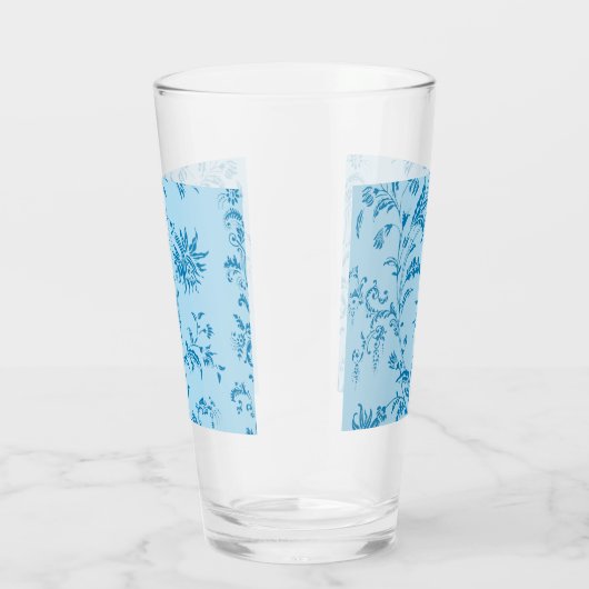 Chic Stylish Blue Floral Damask Pattern Tall Drink Glas (Rechts)