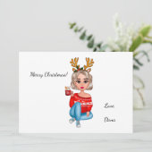 Chic Stylish Cozy Woman Christmas Feestdagenkaart (Staand voorkant)