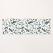 Chic Stylish Dragonfly Flowers Blues Gray Yogamat (Voorkant (horizontaal))