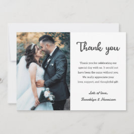 Chic Stylish Elegant Bride and Groom Wedding Photo Bedankkaart