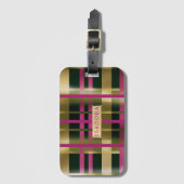 Chic & Stylish Fuchsia Green Pset Personalized Bagagelabel (Voorkant (verticaal))