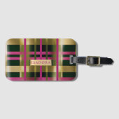 Chic & Stylish Fuchsia Green Pset Personalized Bagagelabel (Voorkant (horizontaal))