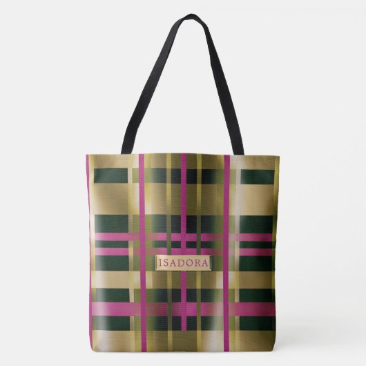Chic & Stylish Fuchsia Green Pset Personalized Tote Bag (Voorkant)