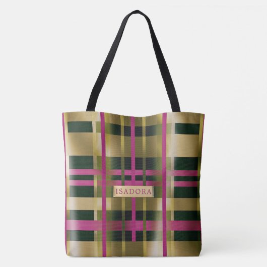 Chic & Stylish Fuchsia Green Pset Personalized Tote Bag (Achterkant)