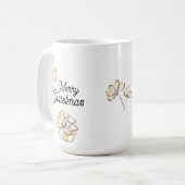 Chic Stylish Gold Botanical Floral Merry kerst Koffiemok (Voorkant links)