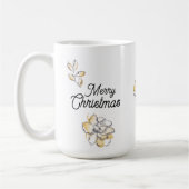 Chic Stylish Gold Botanical Floral Merry kerst Koffiemok (Links)