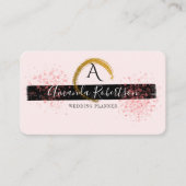 Chic Stylish Gold Bruske Stroke Blush Pink Script Visitekaartje (Voorkant)