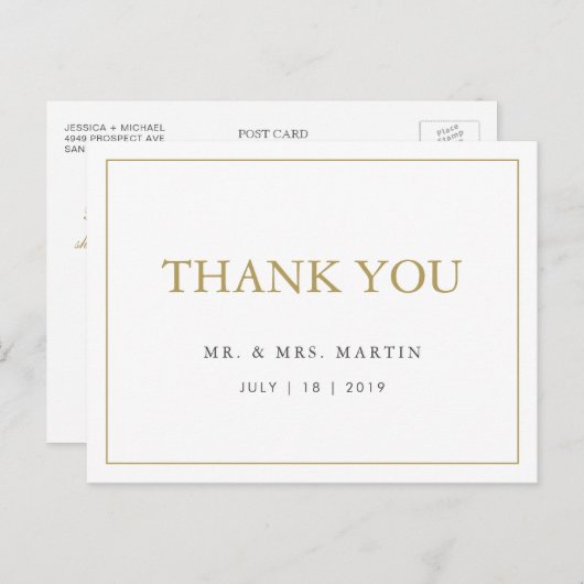 Chic Stylish Gold & White Custom Weddenschap Harte Briefkaart (Voorkant / Achterkant)