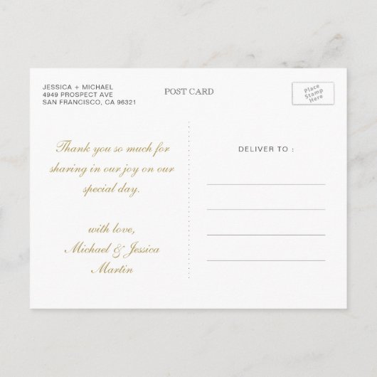 Chic Stylish Gold & White Custom Weddenschap Harte Briefkaart (Achterkant)