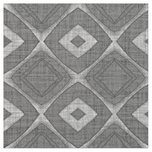 Chic Stylish Gray Faux Batik Linen Squares Patroon Stof