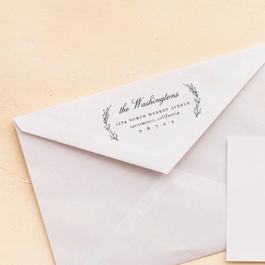 Chic Stylish Leaves Script Family Return Address Zelfinktende Stempel