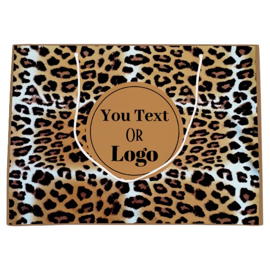 Chic Stylish Leopard Animal Print Custom Business Groot Cadeauzakje (Voorkant)