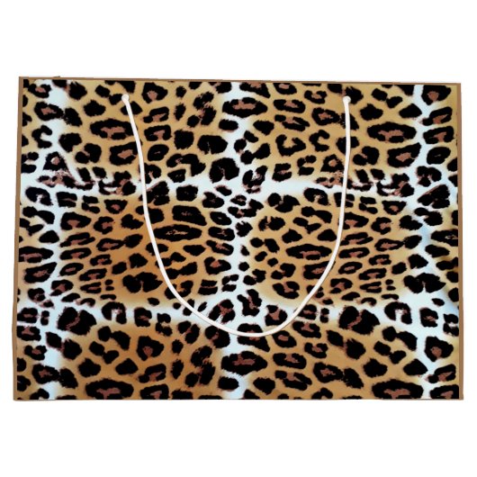 Chic Stylish Leopard Animal Print Custom Business Groot Cadeauzakje (Achterkant)