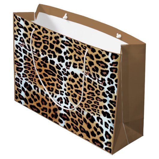 Chic Stylish Leopard Animal Print Custom Business Groot Cadeauzakje (Achterkant Gekanteld)