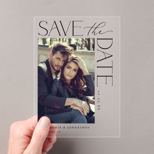 Chic Stylish Mod Photo Save the Date 2 Acryl Uitnodigingen (Insitu (Draagbaar))